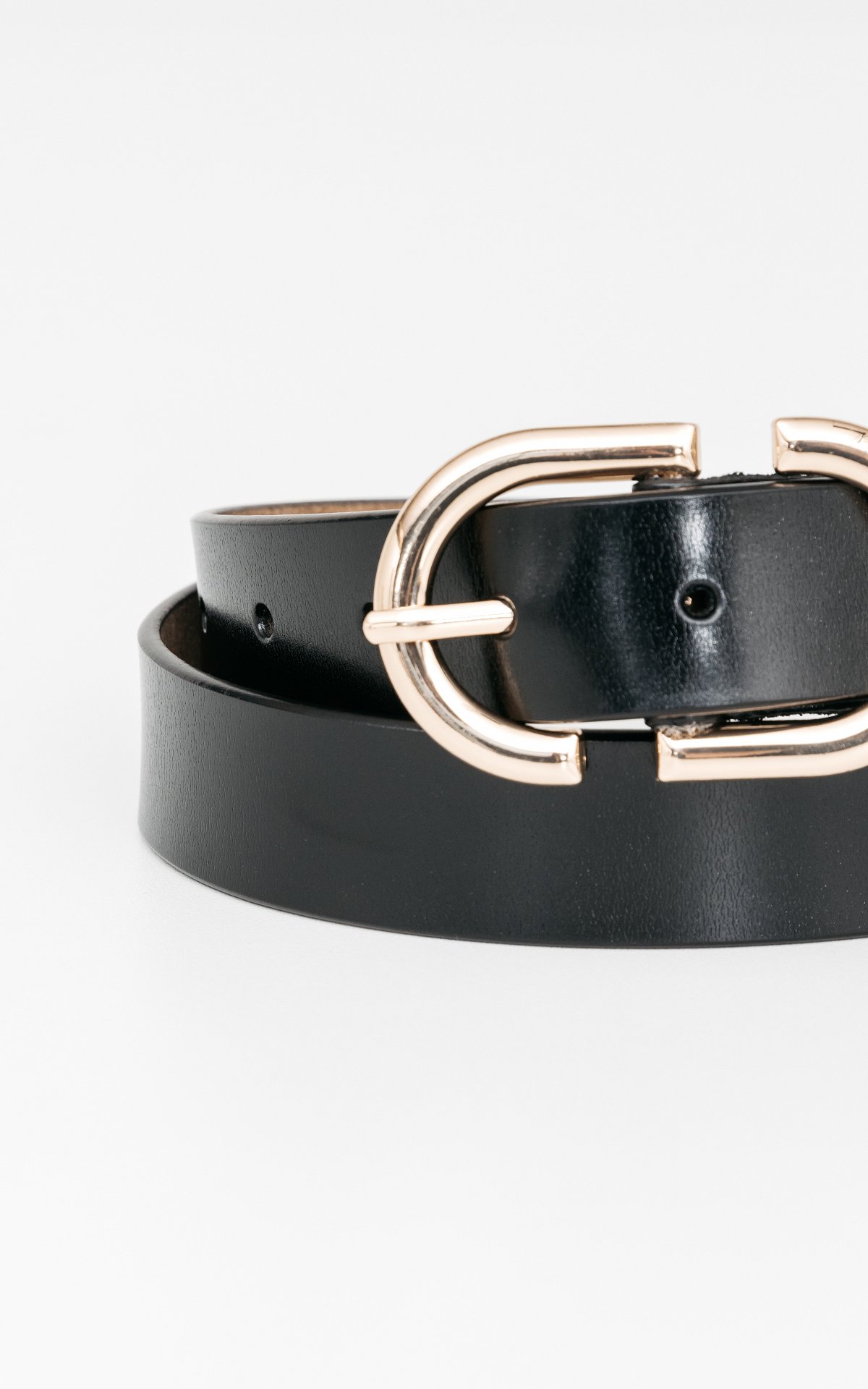 Basic Leren Riem Zwart Goud Guts Gusto Gutsgusto