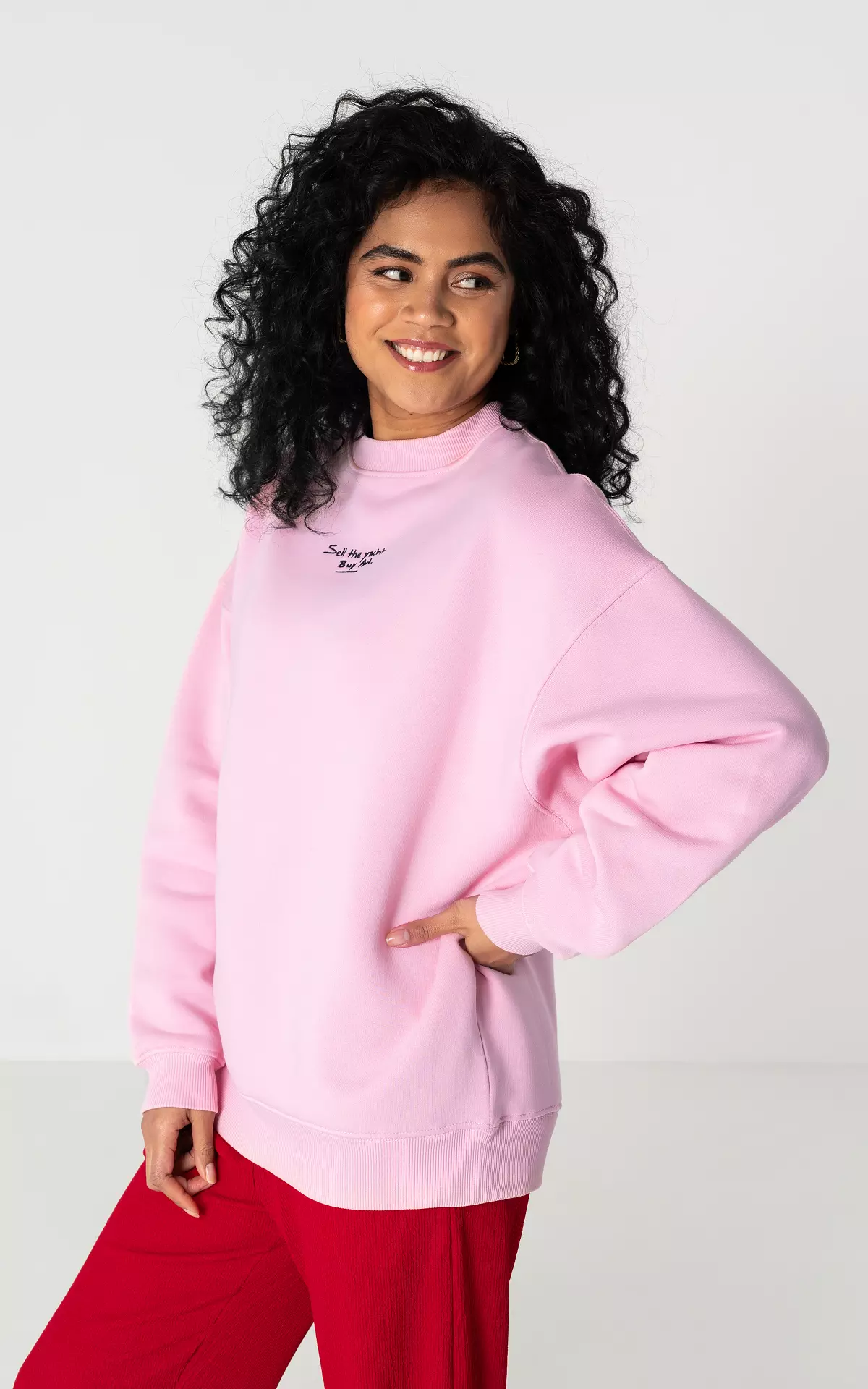 Oversized Trui Met Ronde Hals Roze Zwart Guts Gusto