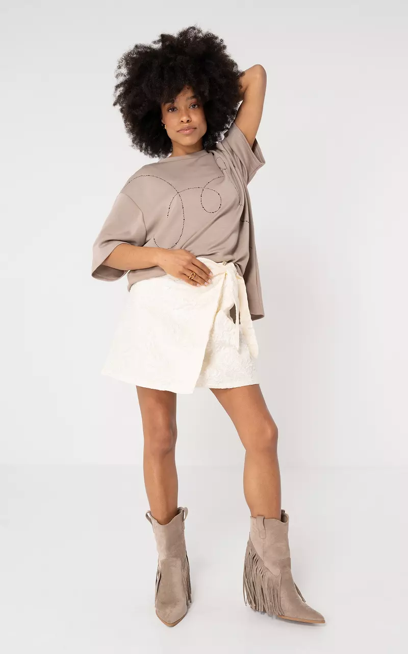 Rock mit Jacquardstoff Creme