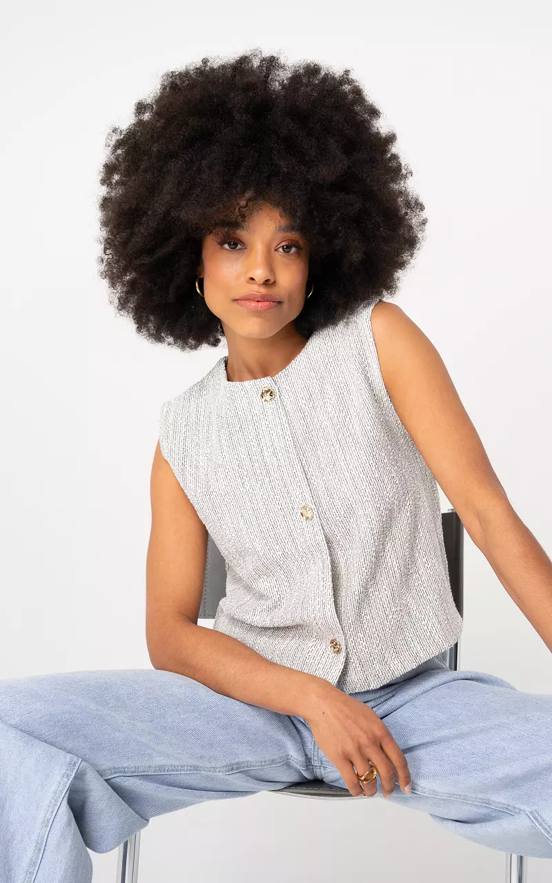 Weste mit Knöpfen Weiß Grau