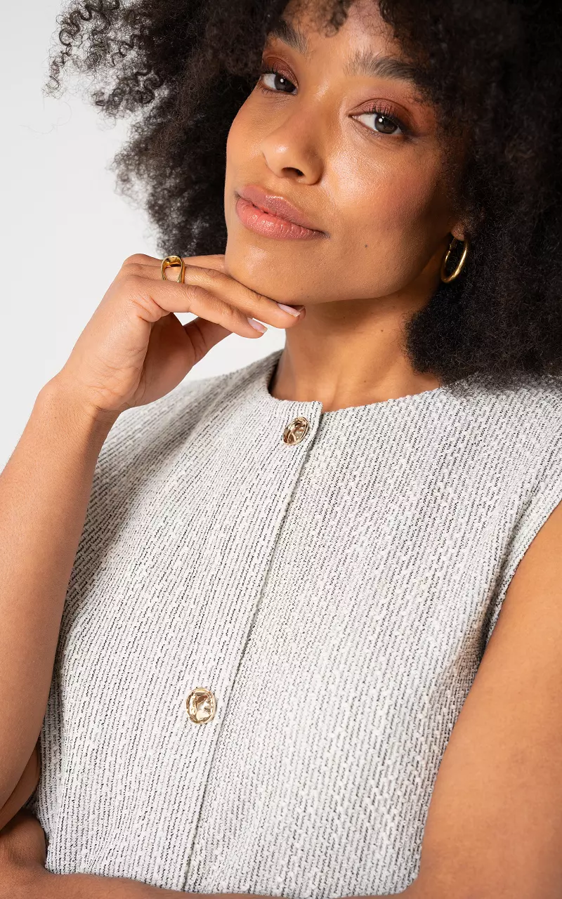 Weste mit Knöpfen Weiß Grau