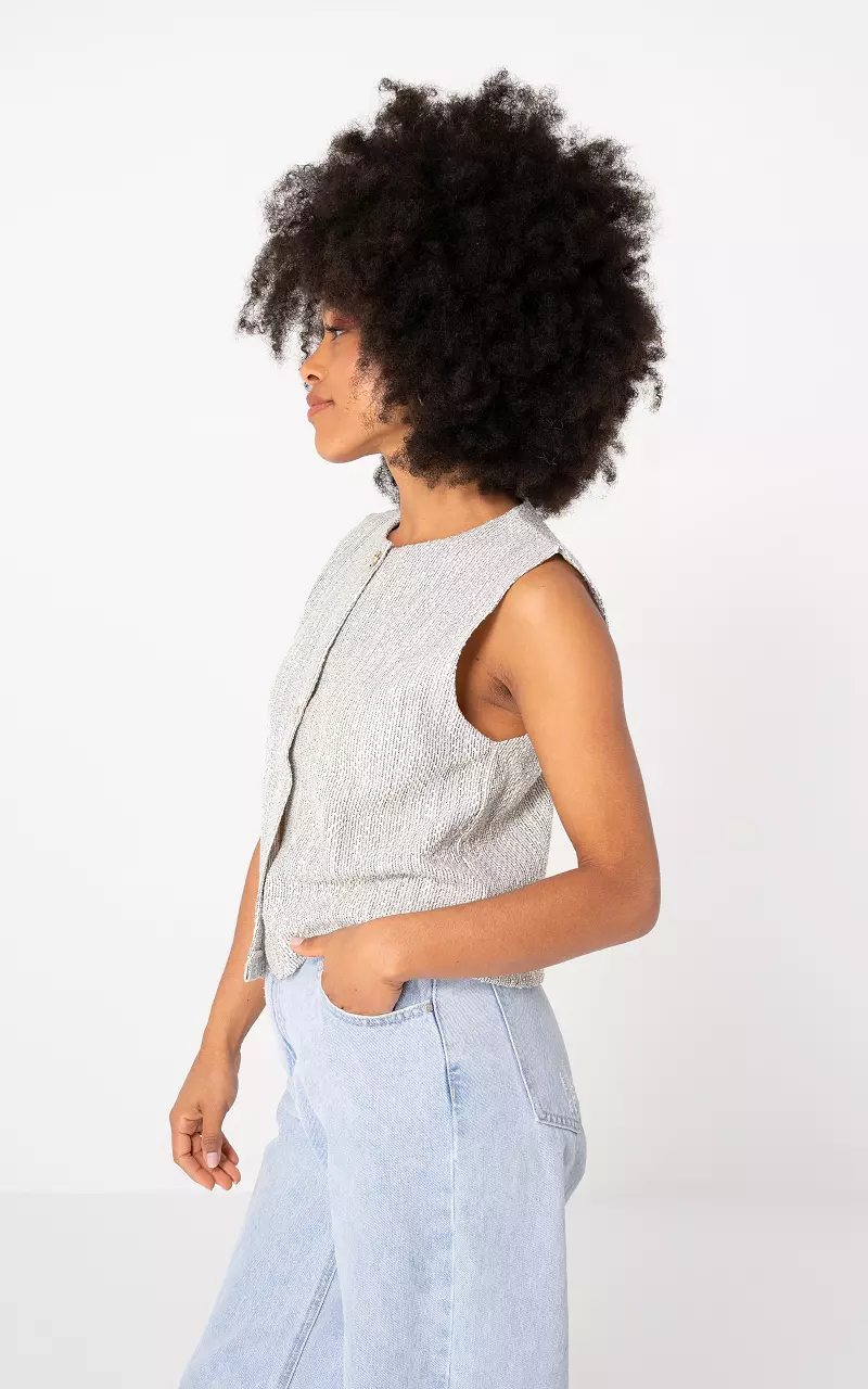 Weste mit Knöpfen Weiß Grau