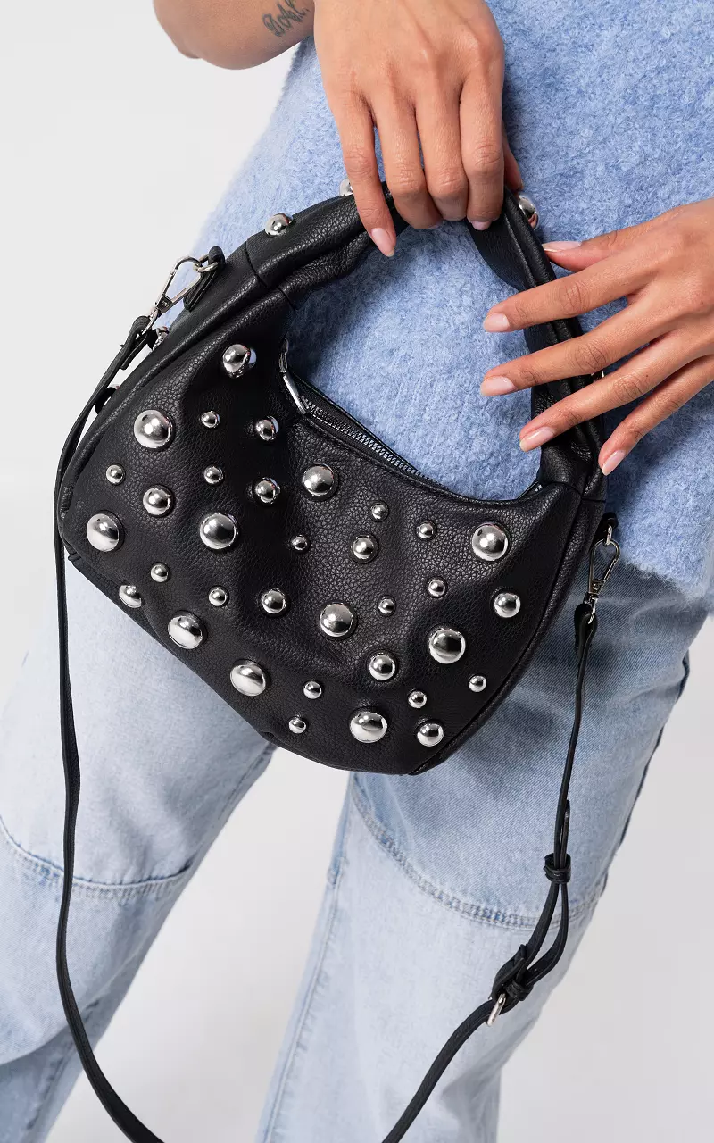 Handtasche mit Nieten Schwarz Silber