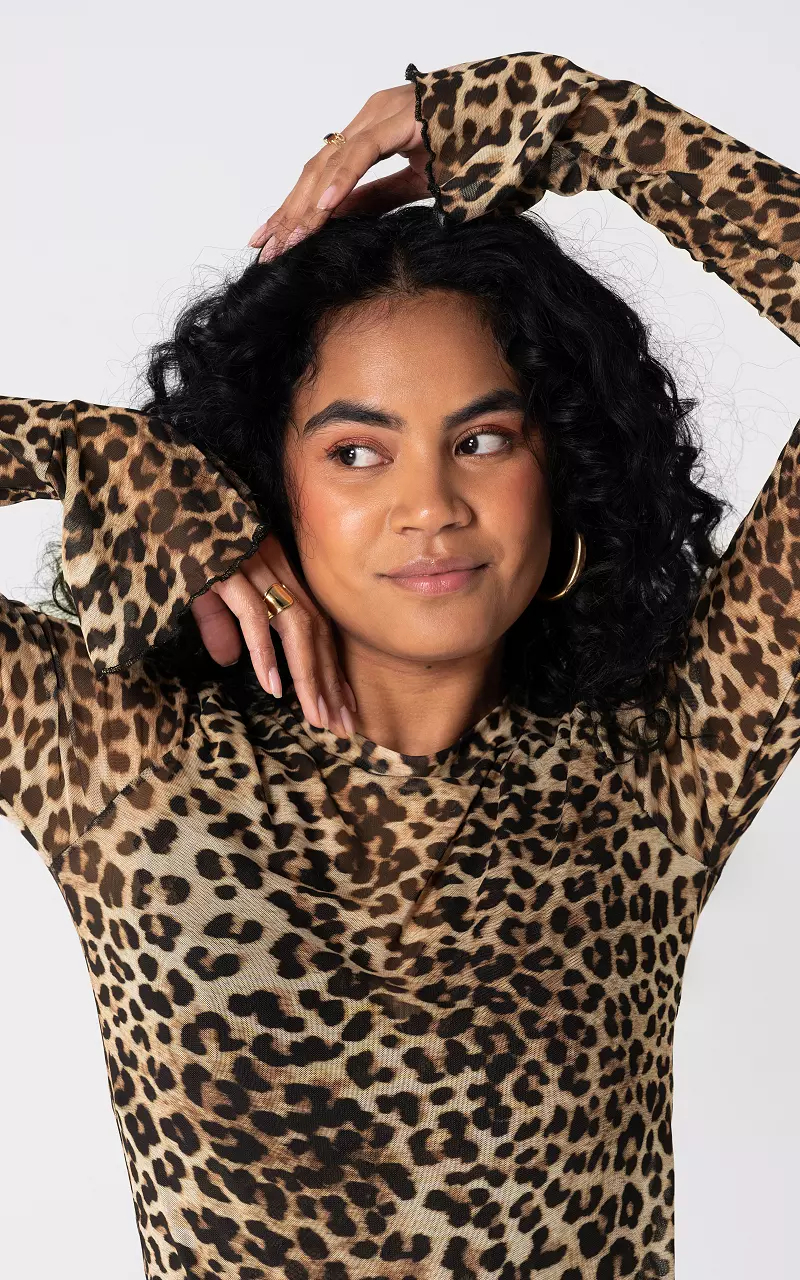 Top met flare mouwen Leopard