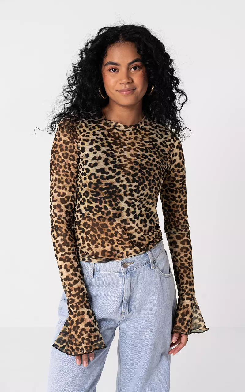 Top met flare mouwen Leopard