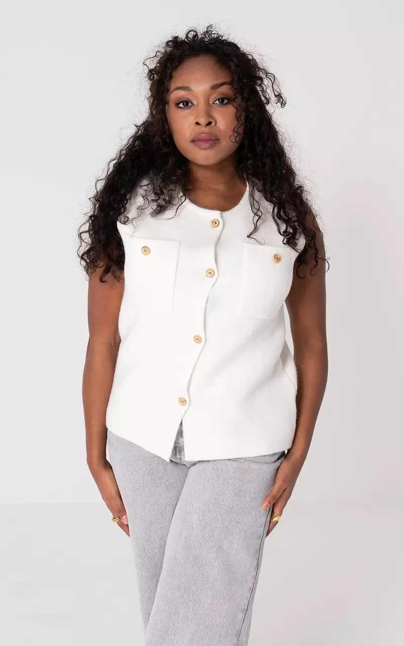 Gilet met knopen Wit Goud