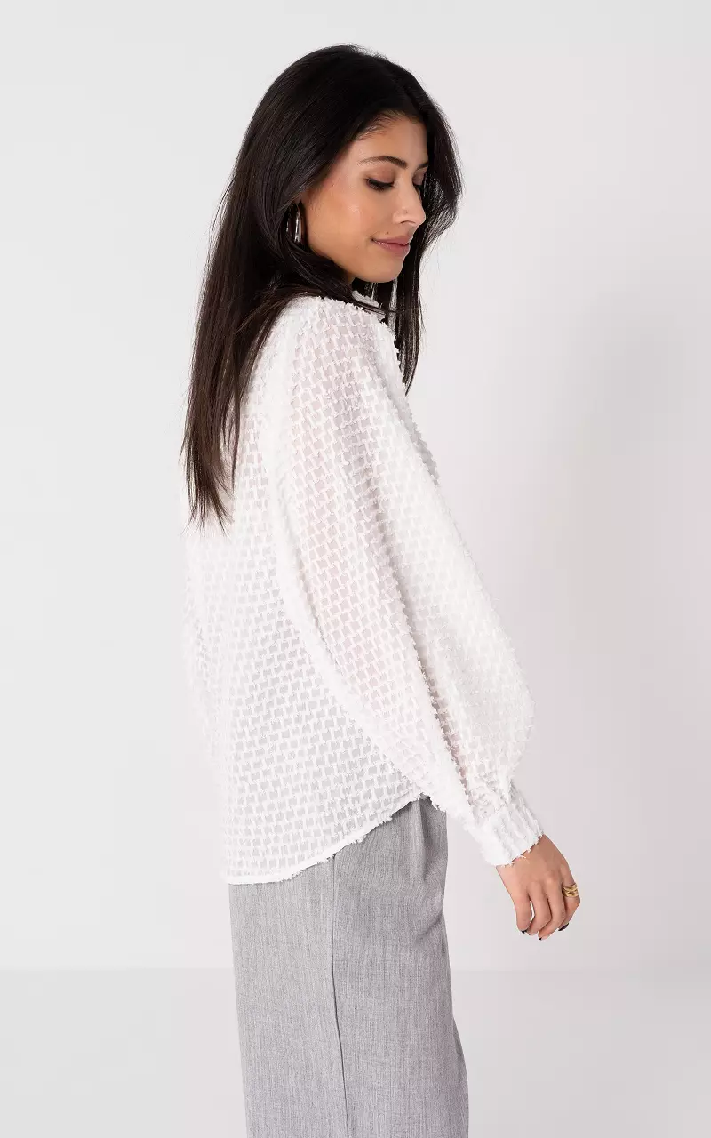 Transparente Bluse mit Knopfleiste Weiß