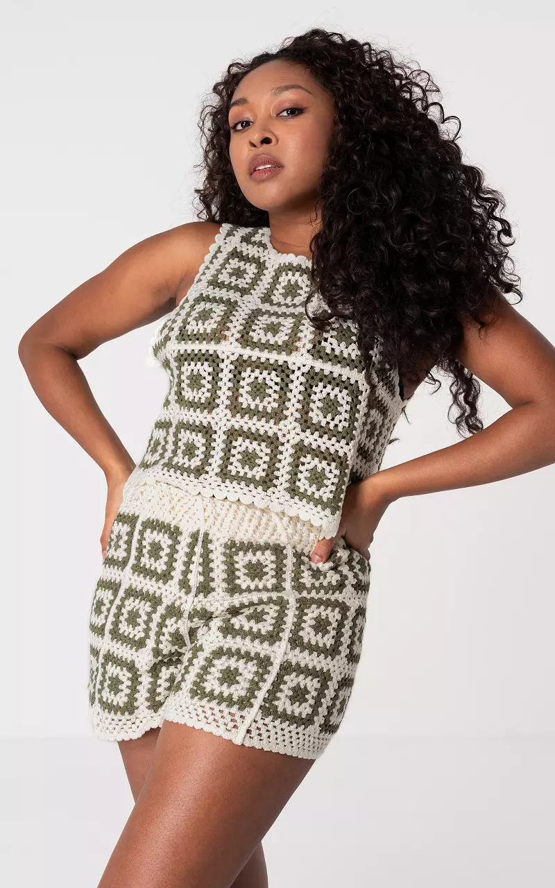 Crocheted top White Green