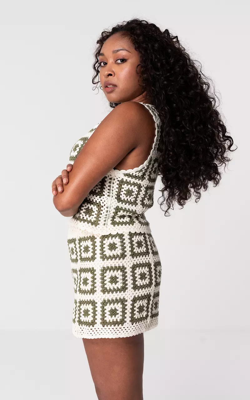 Crocheted top White Green