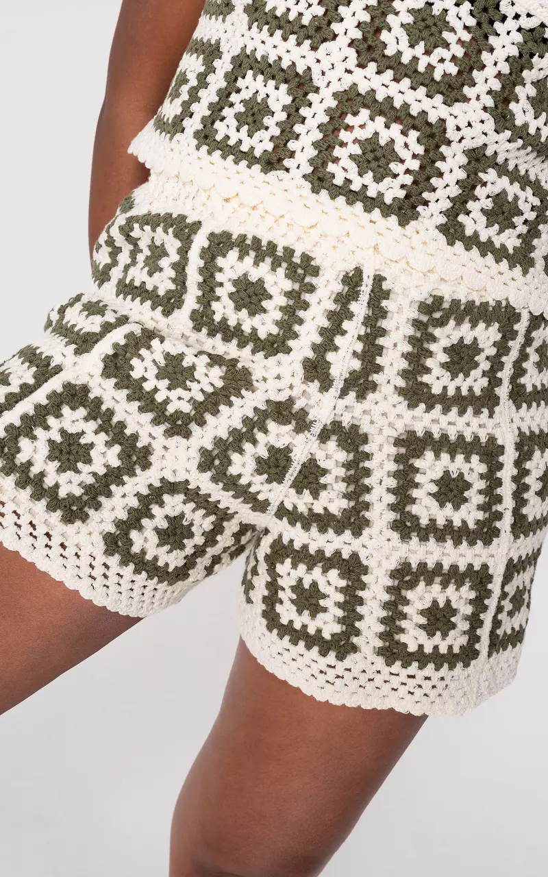 Gehäkelte Shorts Weiß Grün