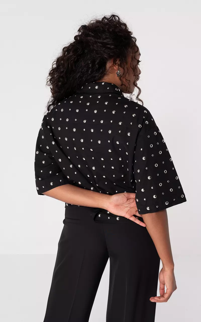 Blouse met studs Zwart