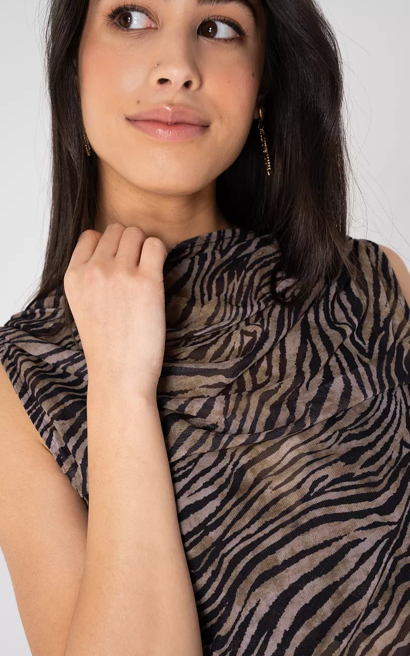 See through top Zwart Bruin