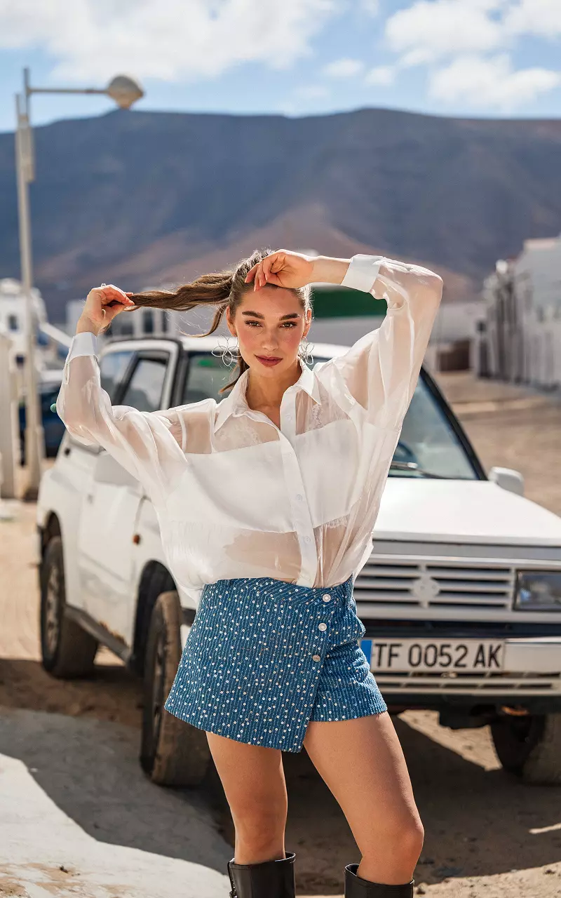 See-through blouse White