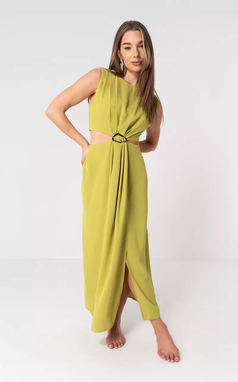Cut-out dress with gold-coloured buckle Lime Green