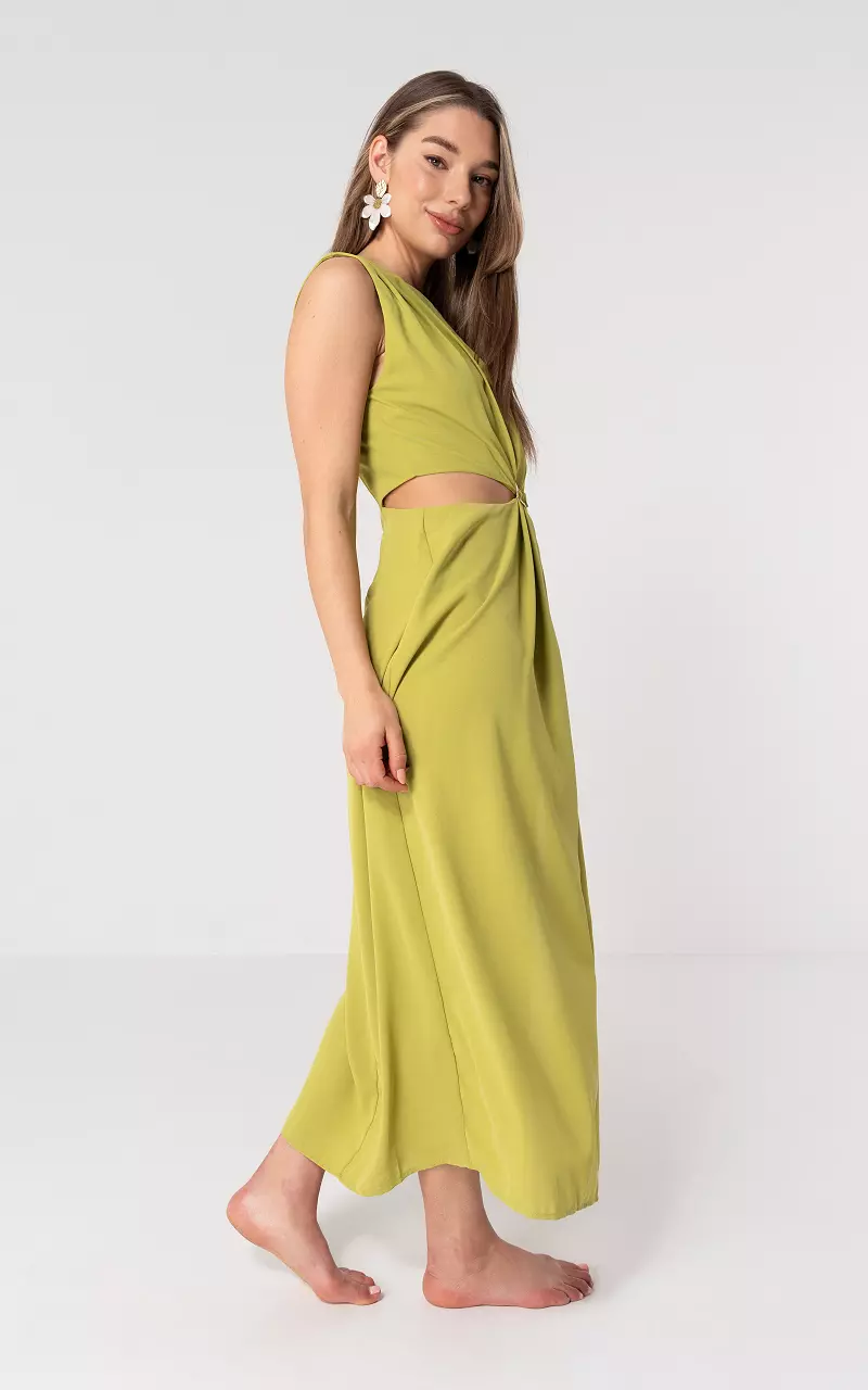 Cut-out dress with gold-coloured buckle Lime Green