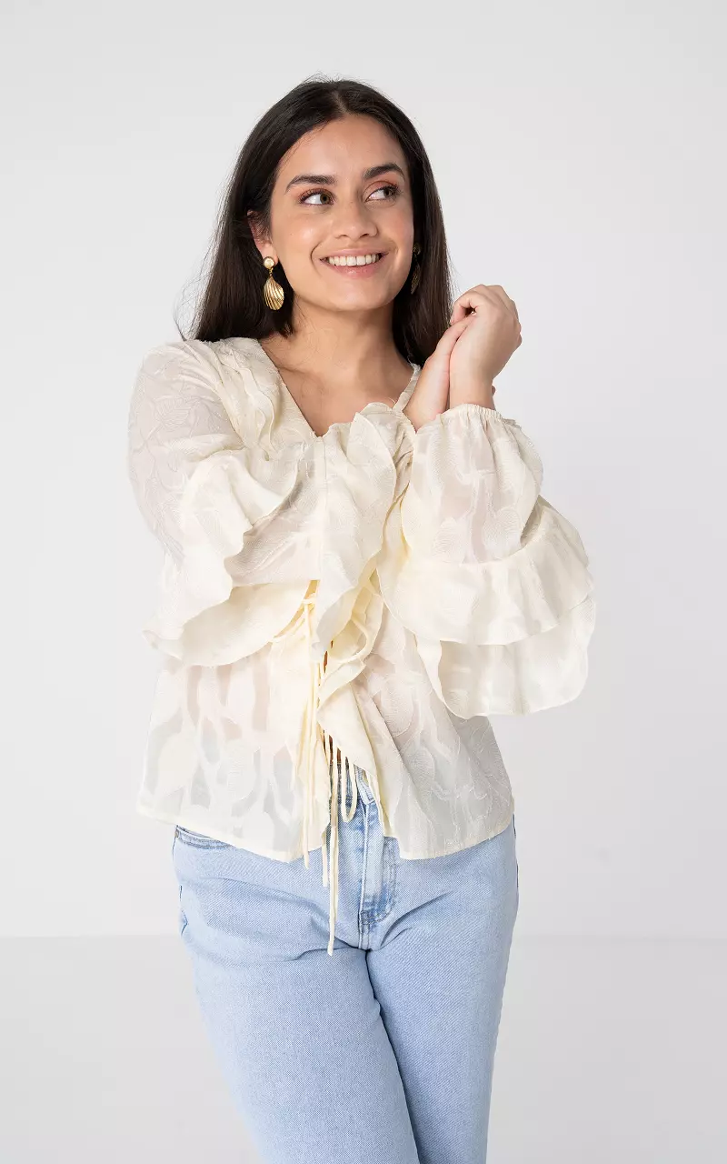 Bluse mit Volant Hellgelb