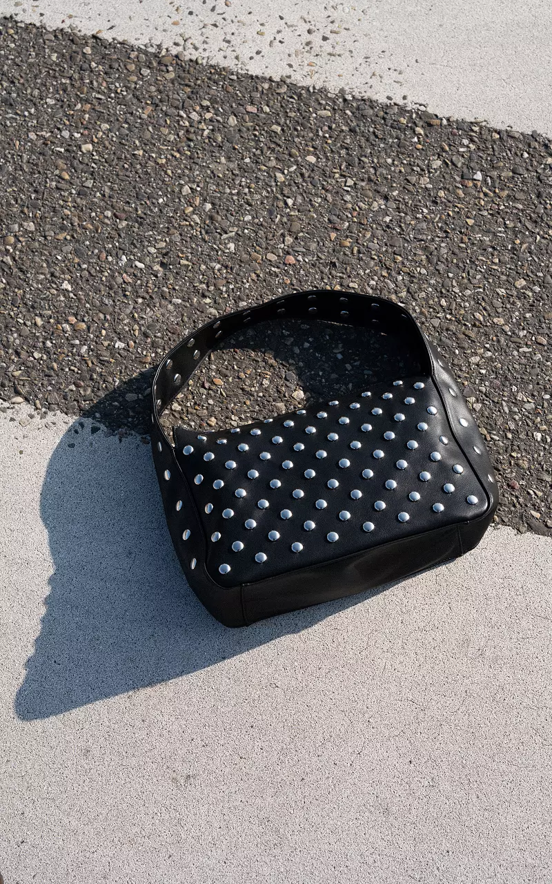 Tas met studs Zwart Zilver