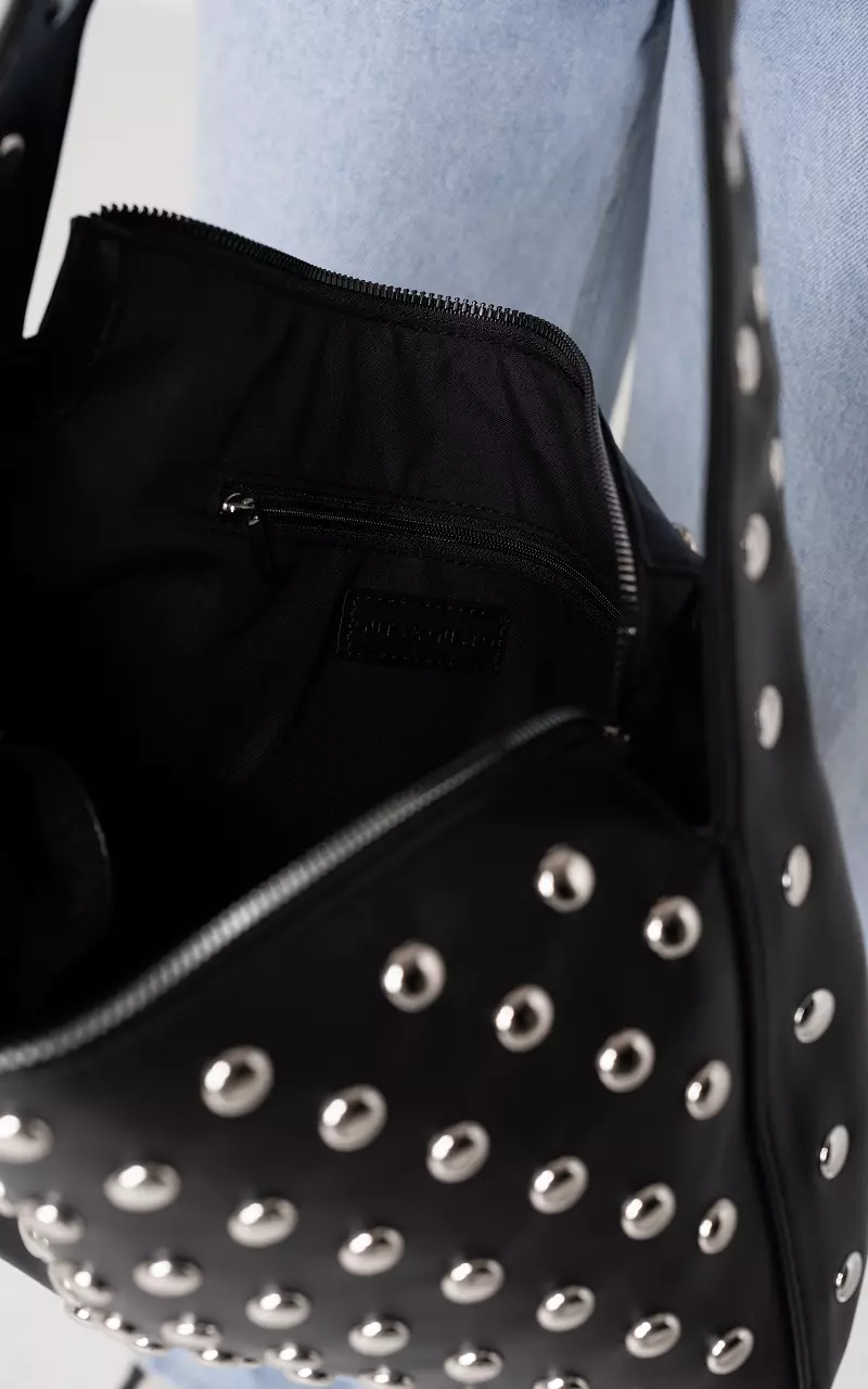 Tas met studs Zwart Zilver
