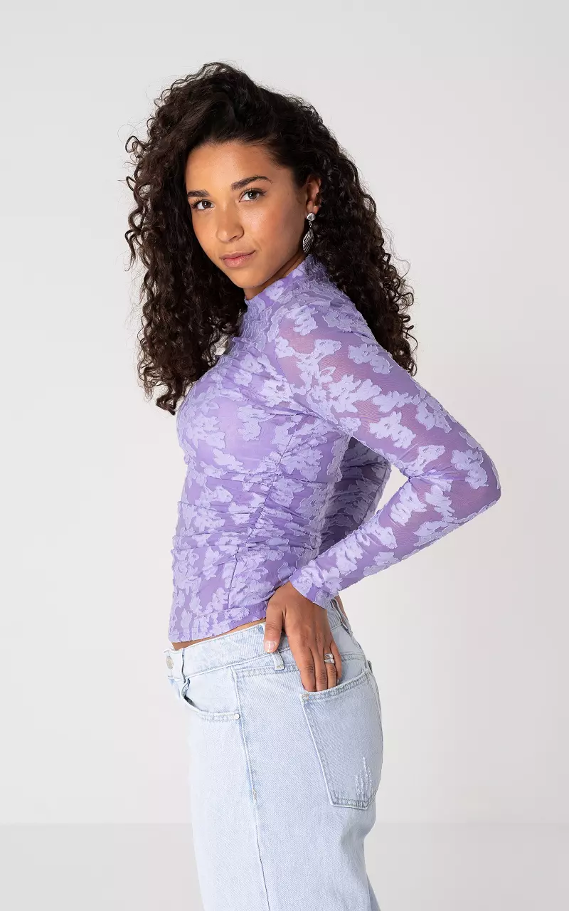 Top mit hohem Kragen Lila