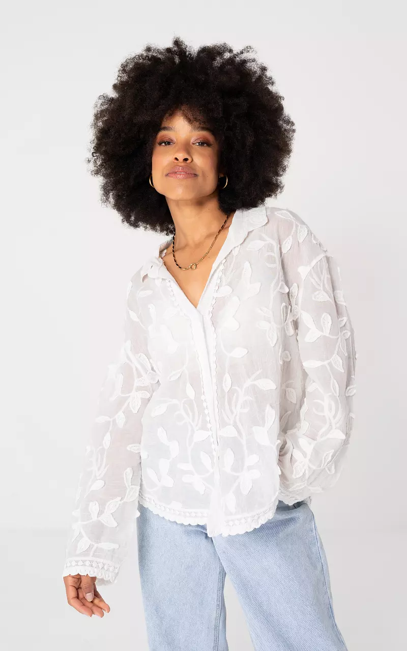 Bluse mit Muster Weiß