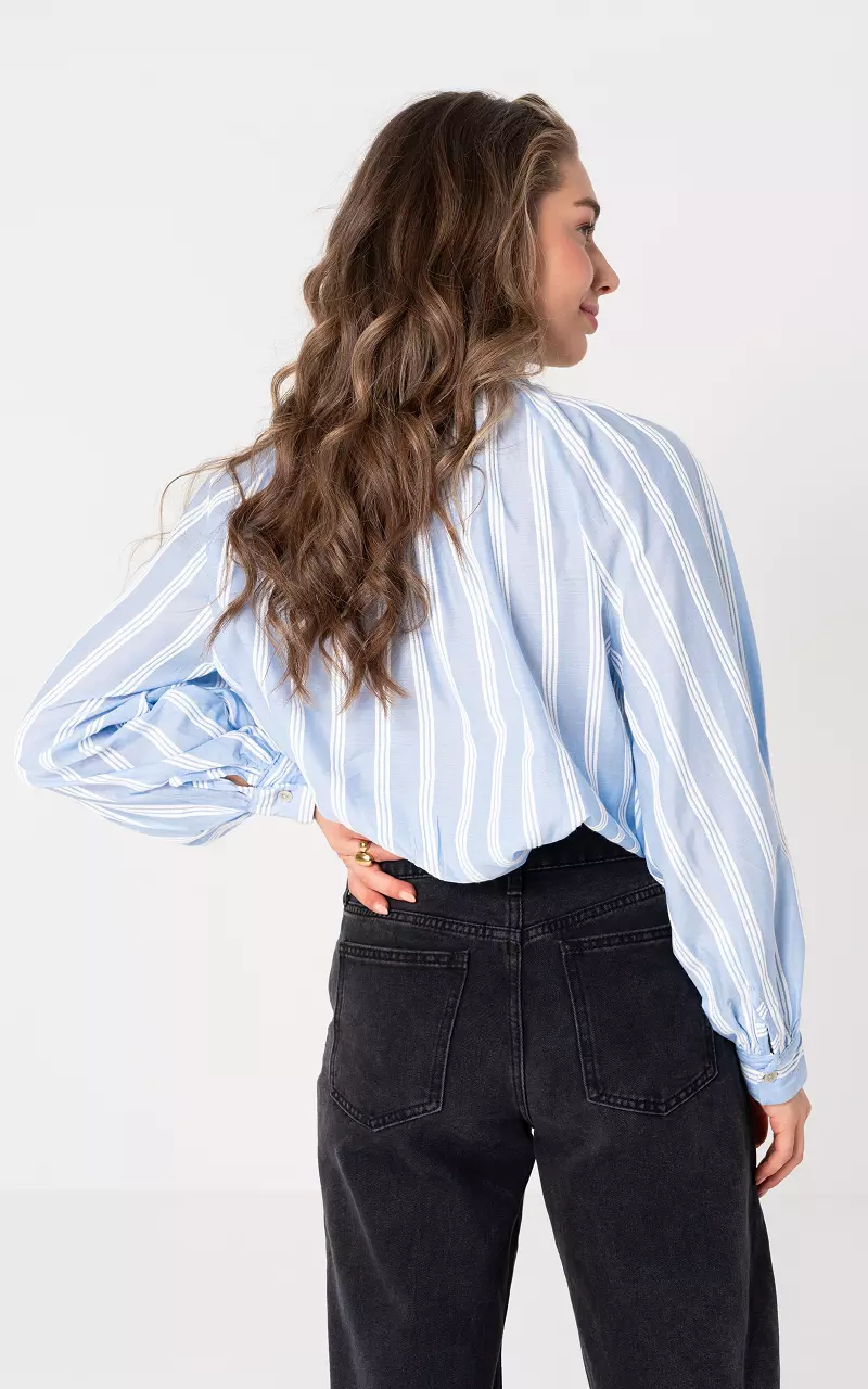 Blouse met strik Blauw Wit