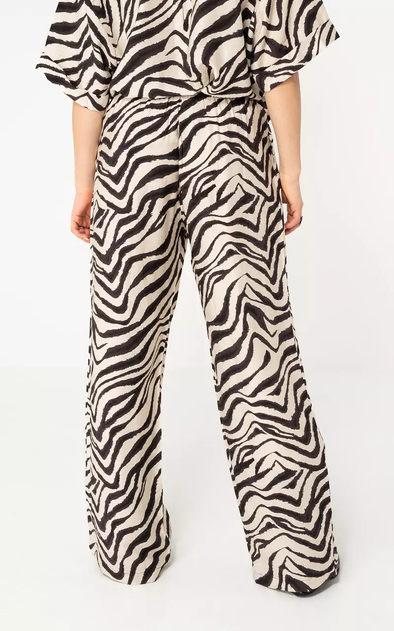 Hose mit Zebramuster Schwarz Creme