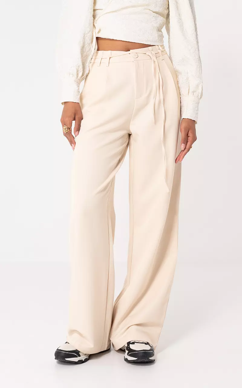 Wide Leg Hose Beige