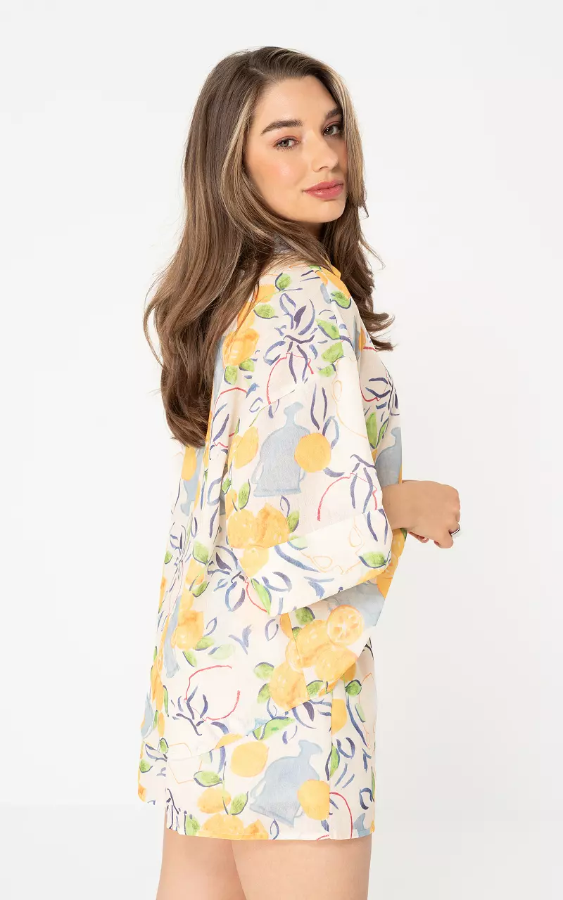 Bluse mit Knöpfen Weiß Blau