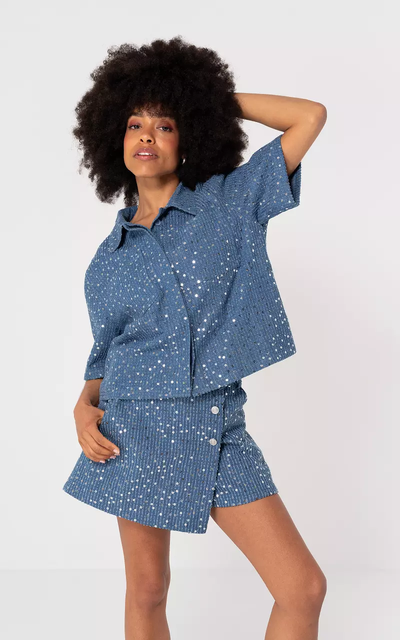 Sequin blouse Blue Silver