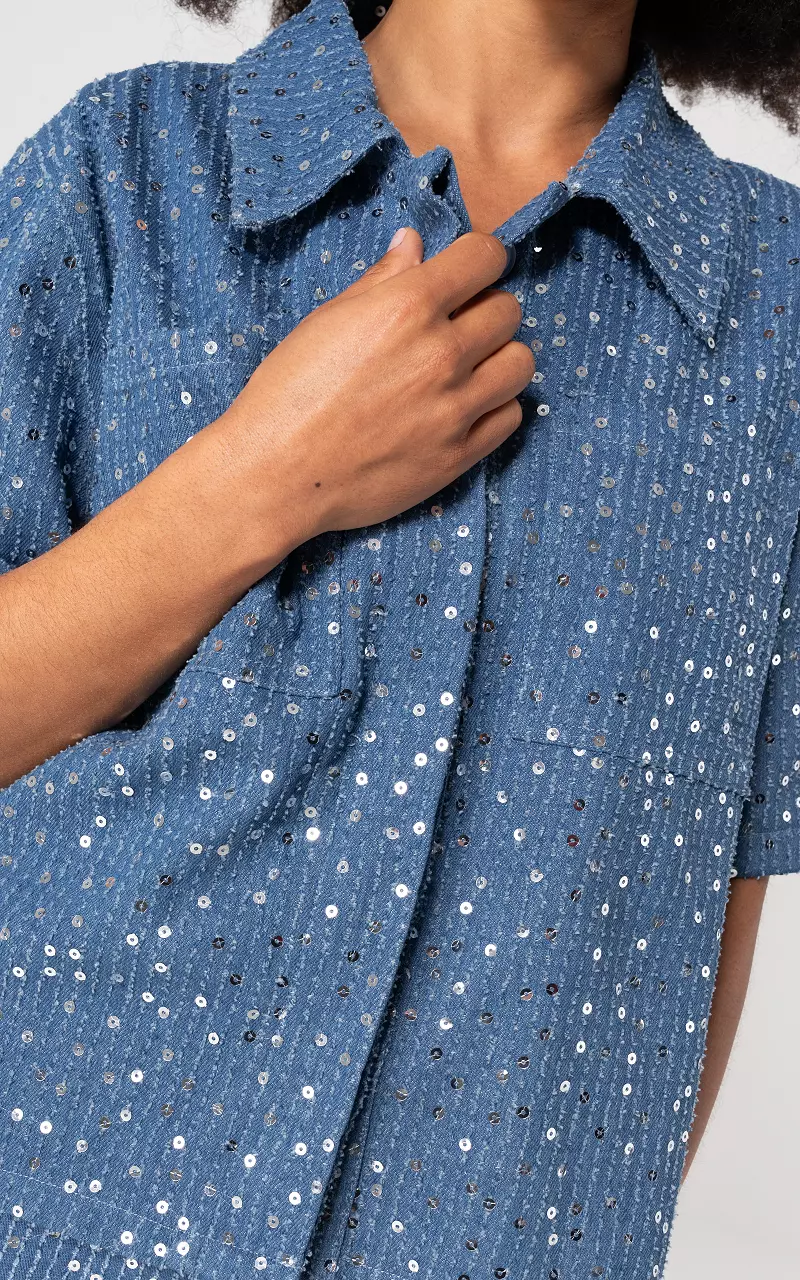 Sequin blouse Blue Silver