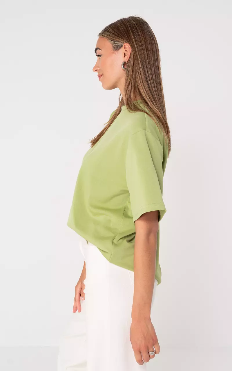 Shirt ronde hals Limegroen
