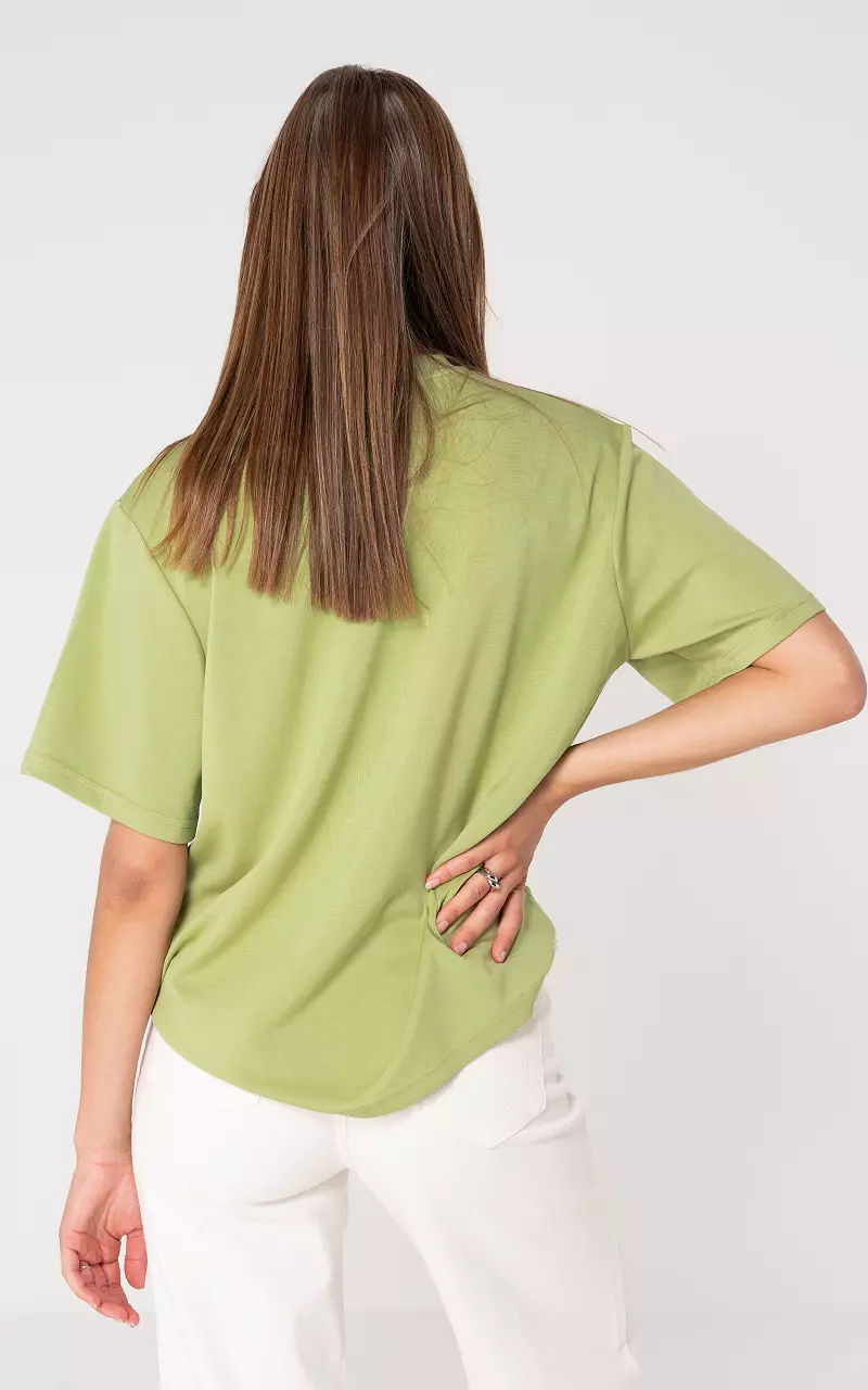 Shirt ronde hals Limegroen