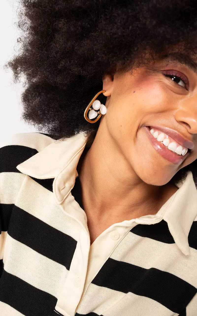 Earrings Gold White