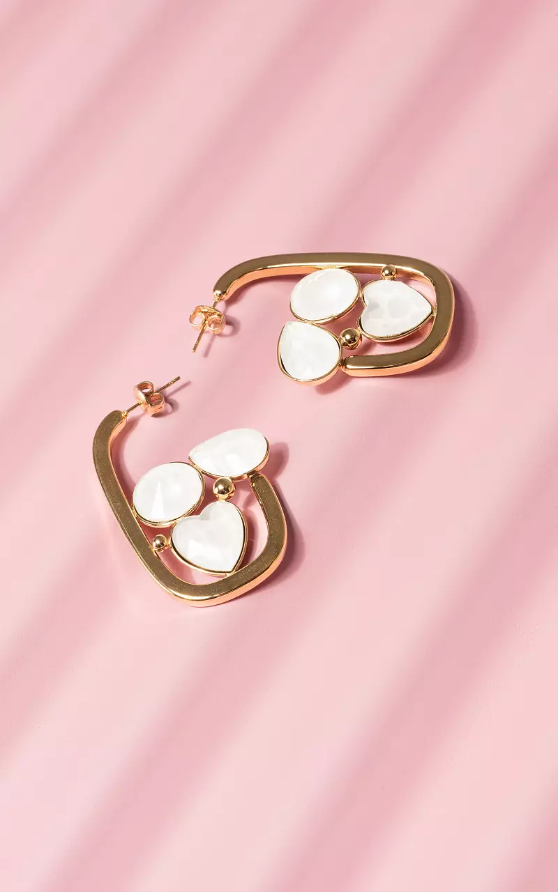 Earrings Gold White