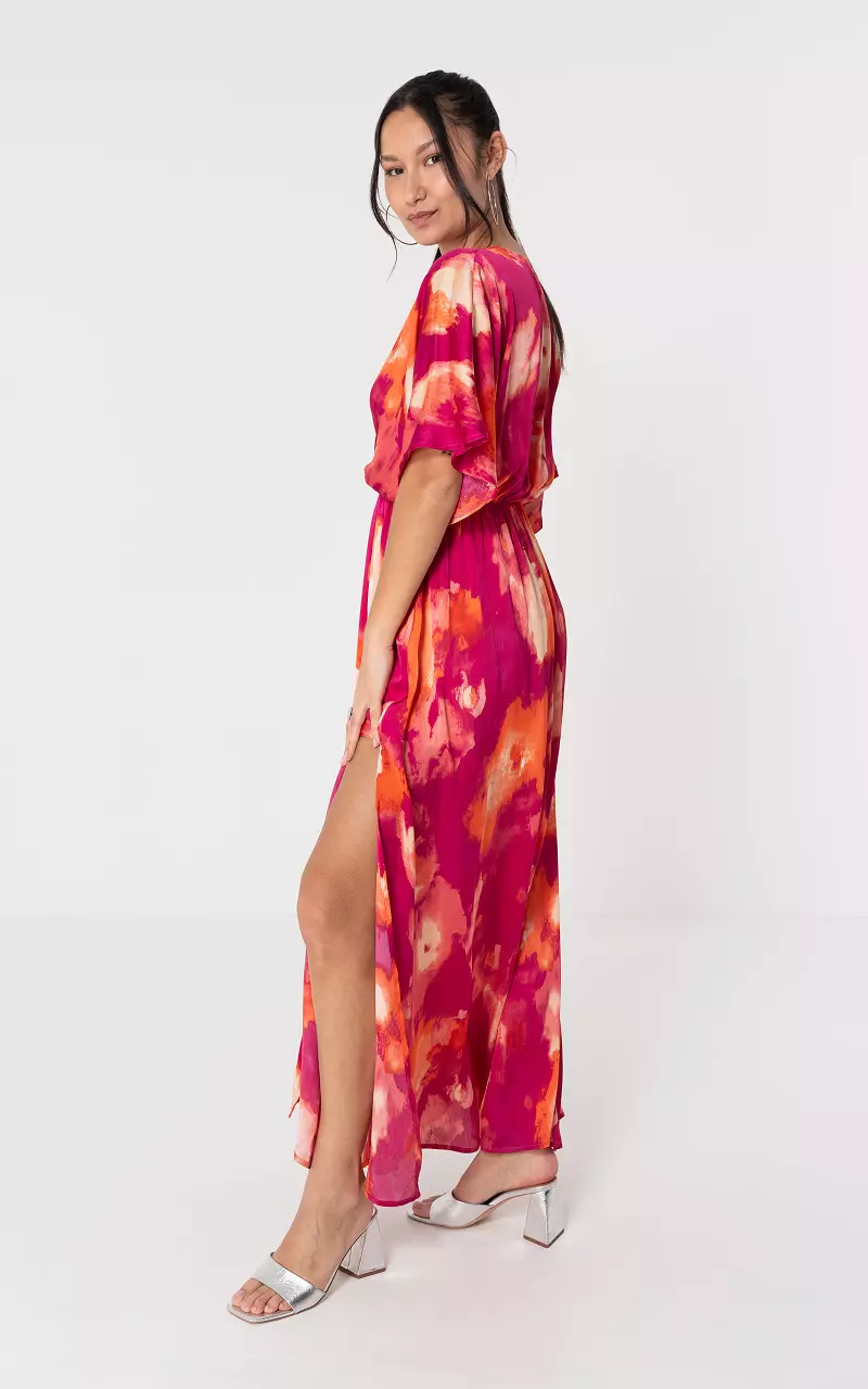 Jurk met split Roze Oranje