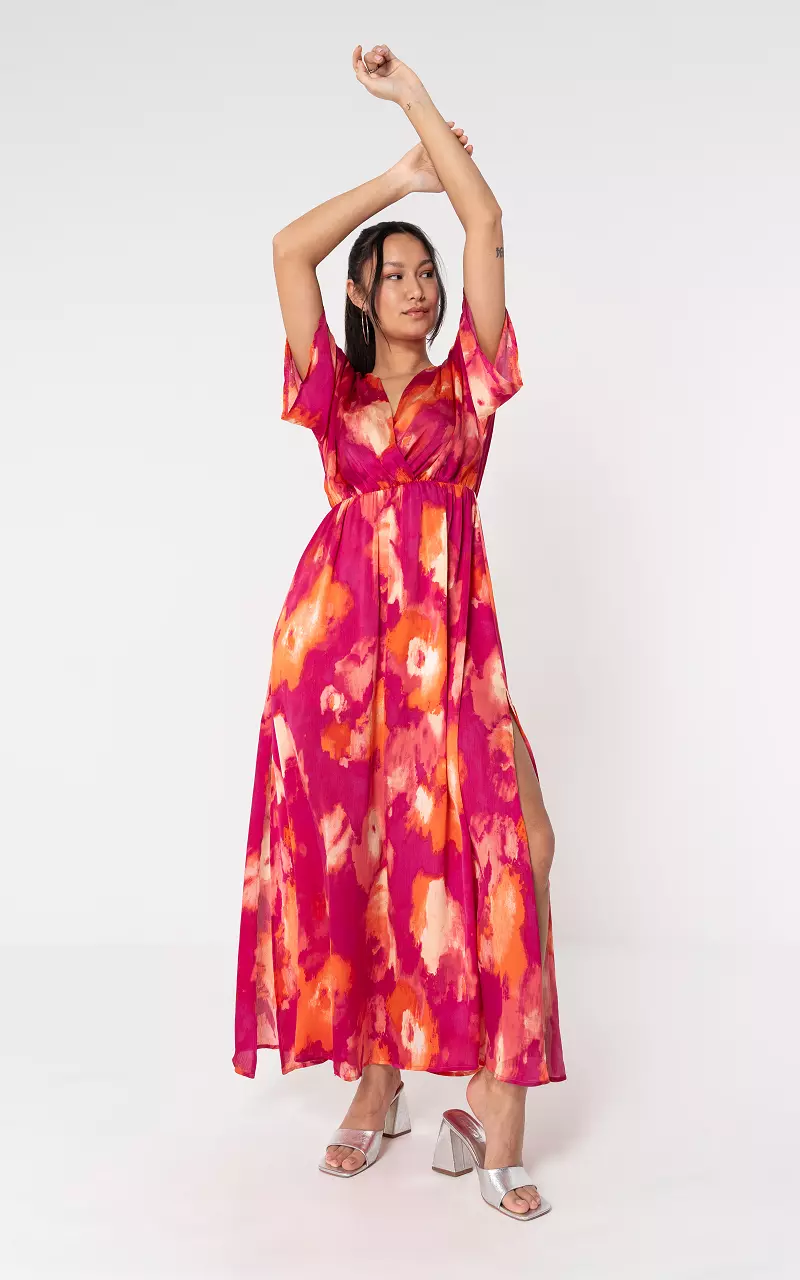 Jurk met split Roze Oranje