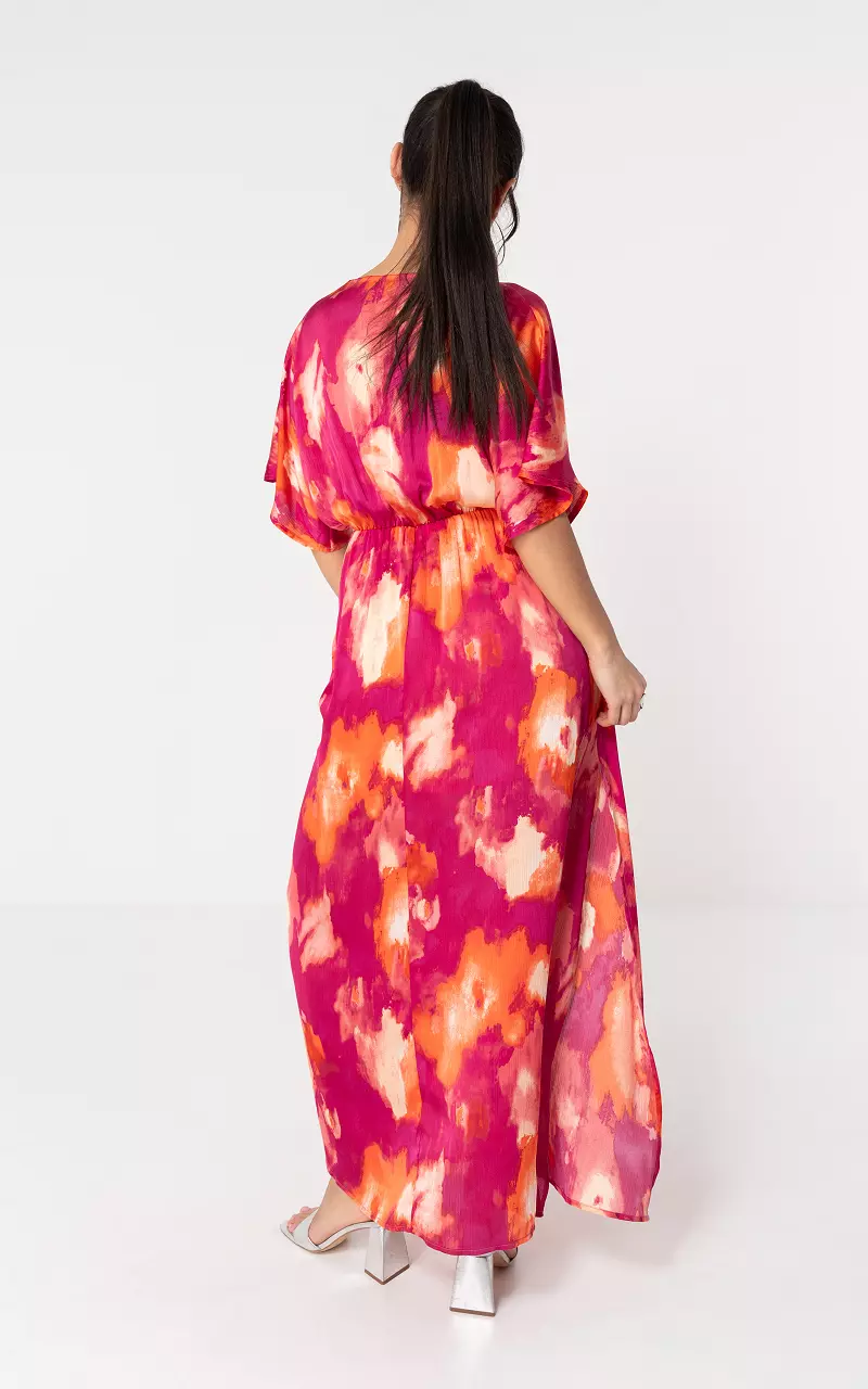 Jurk met split Roze Oranje