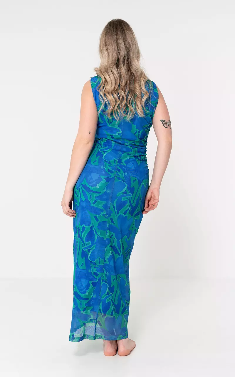 Maxi mesh stof jurk Kobalt Blauw Groen
