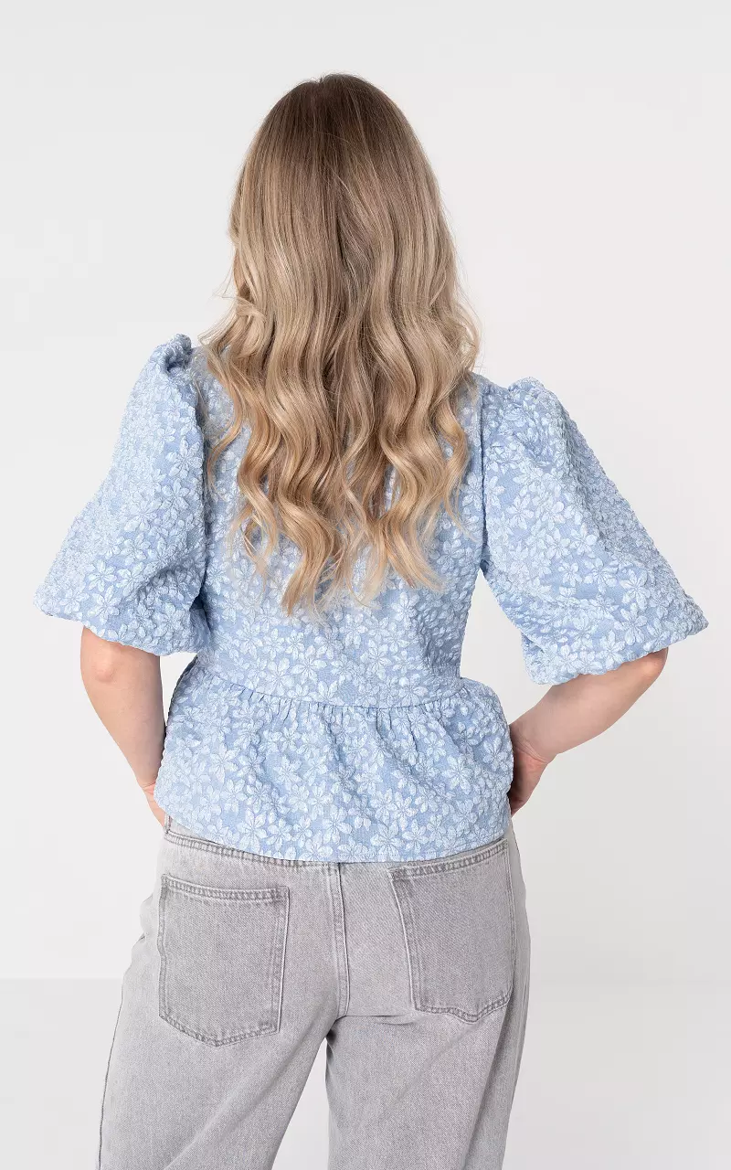 Jacquard top Lichtblauw