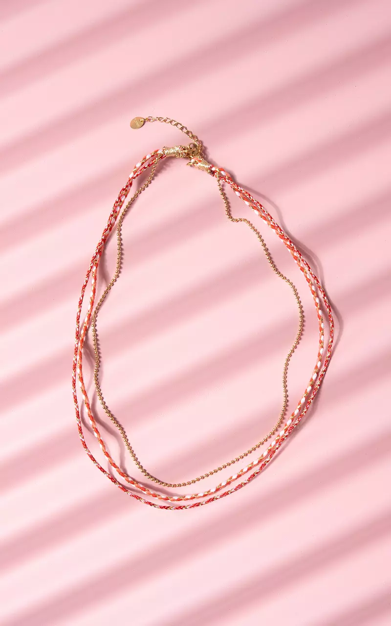Drielaagse ketting Rood Goud