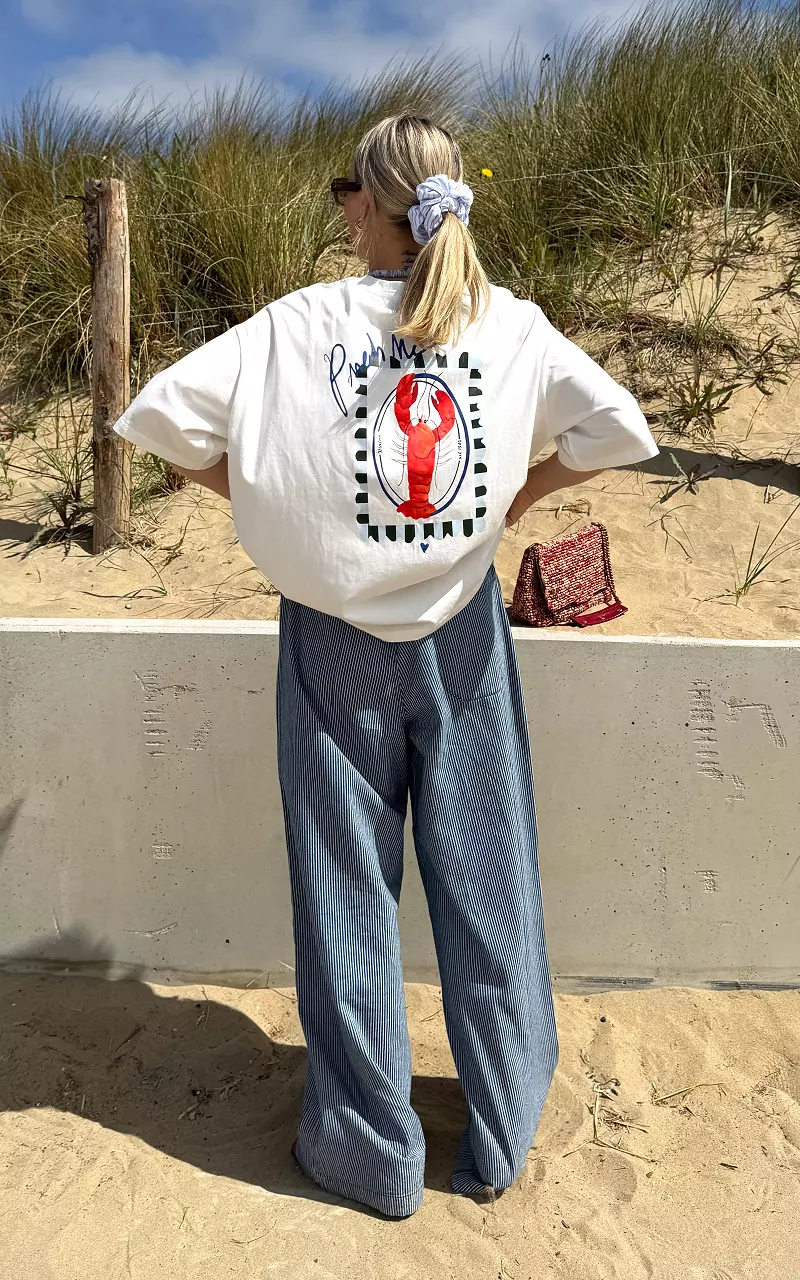 Wide leg trousers Dark Blue White