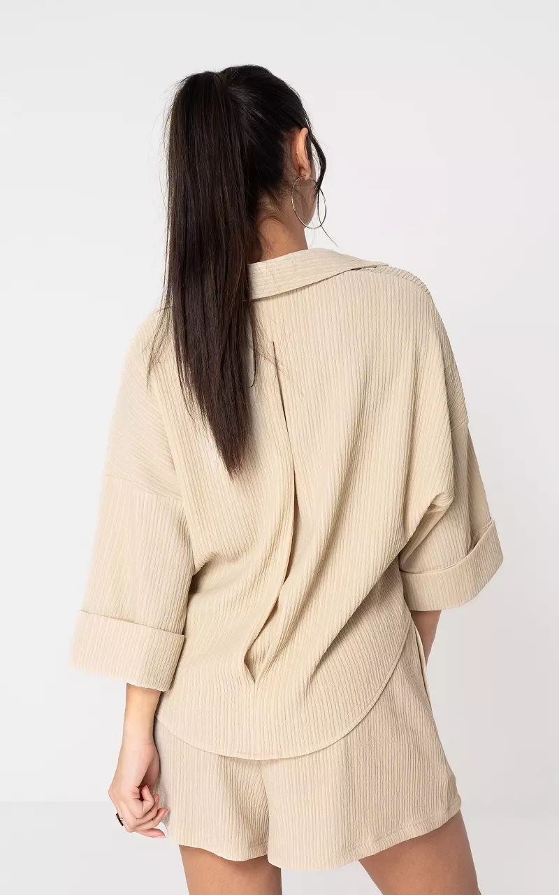 Blouse korte mouw Beige