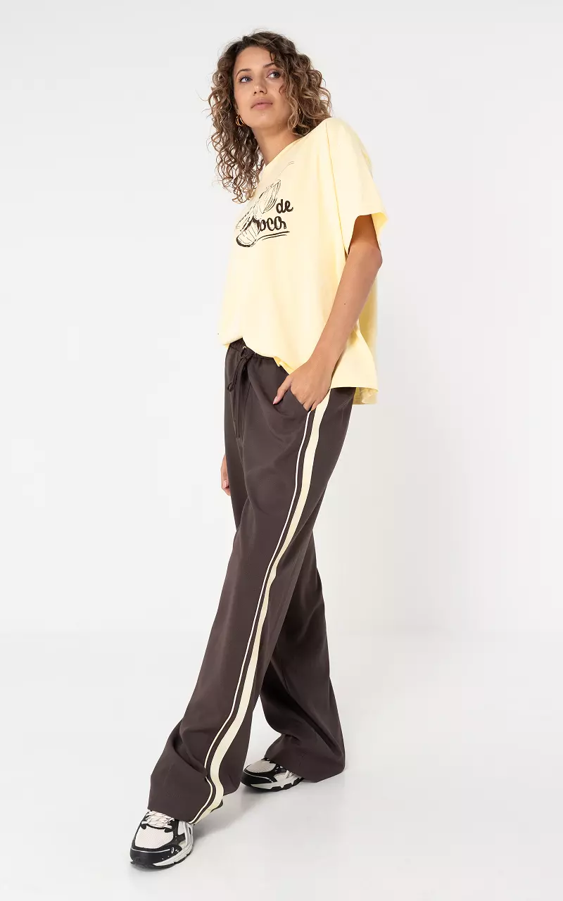 Pants with stripe Dark Brown Cream