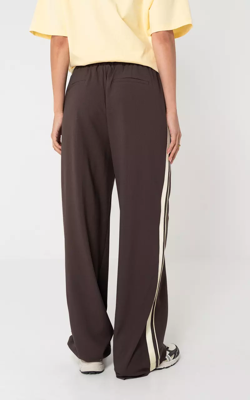 Pants with stripe Dark Brown Cream