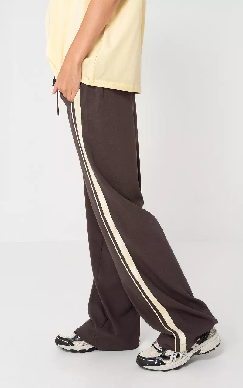 Pants with stripe Dark Brown Cream