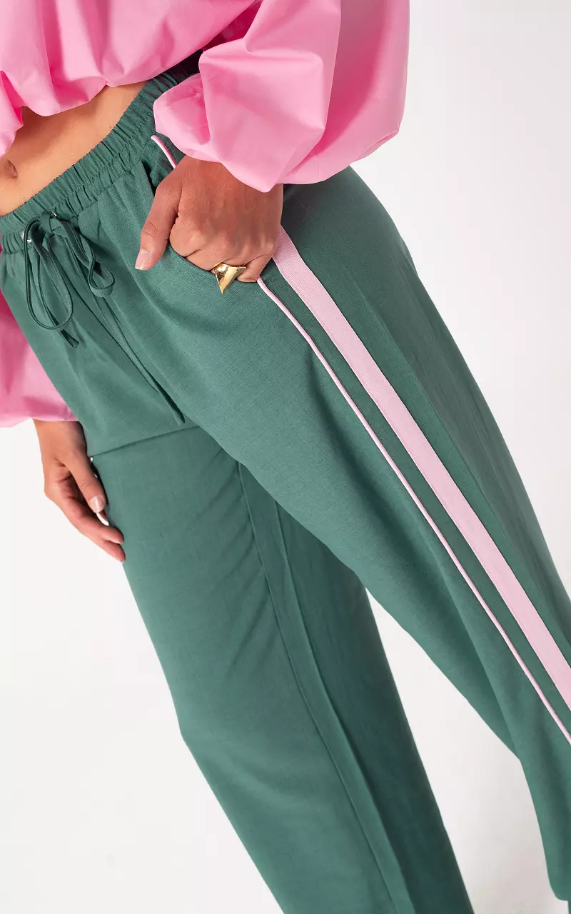 Pants with stripe Green Pink
