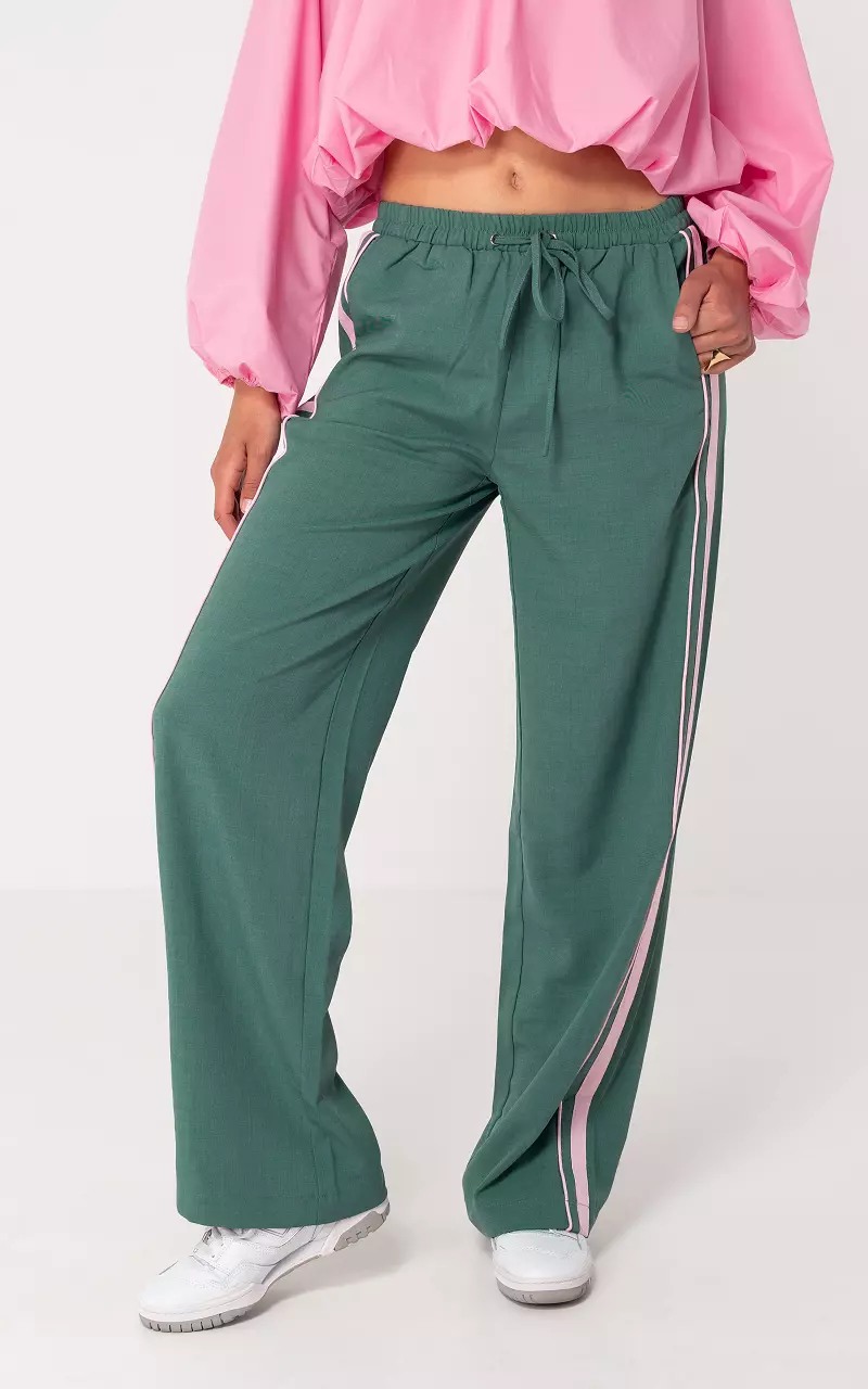 Pants with stripe Green Pink