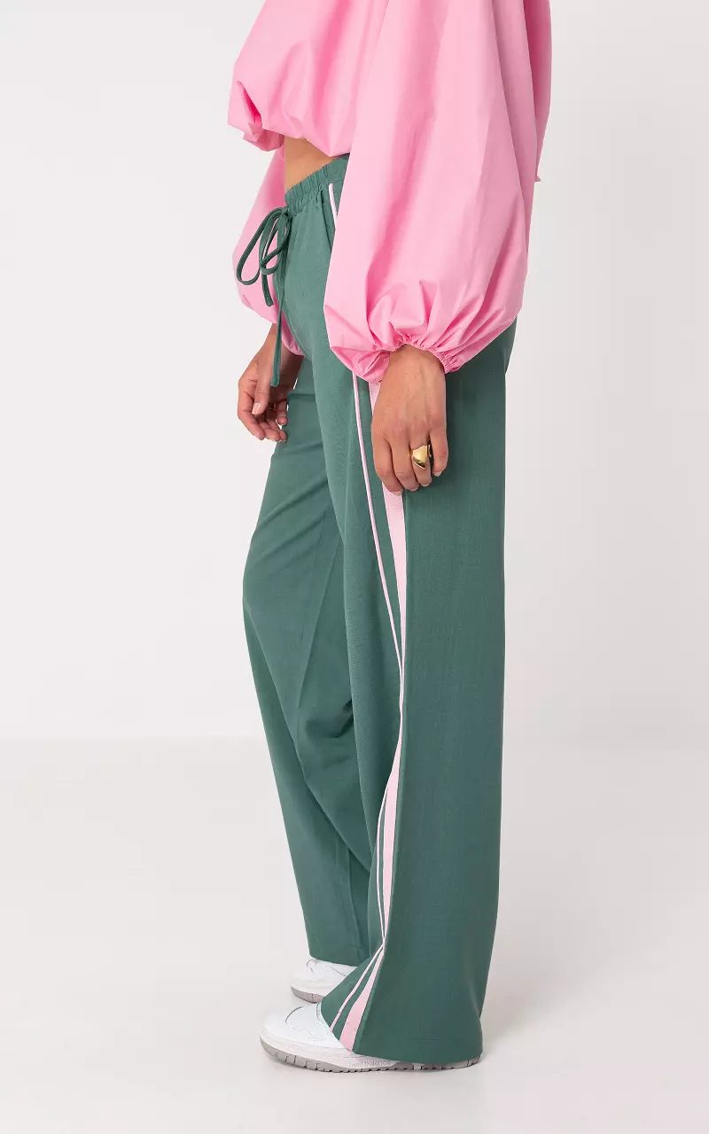 Pants with stripe Green Pink