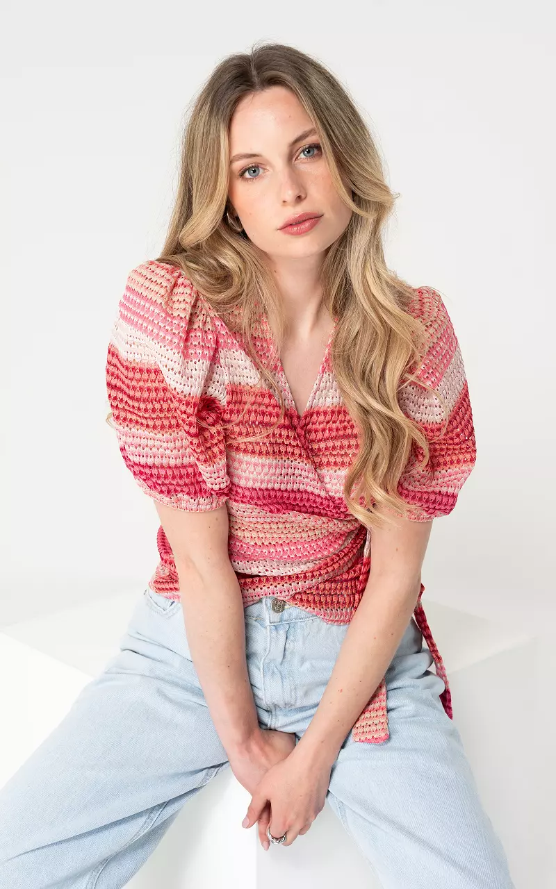 Wrap cardigan short sleeve Pink Light Pink