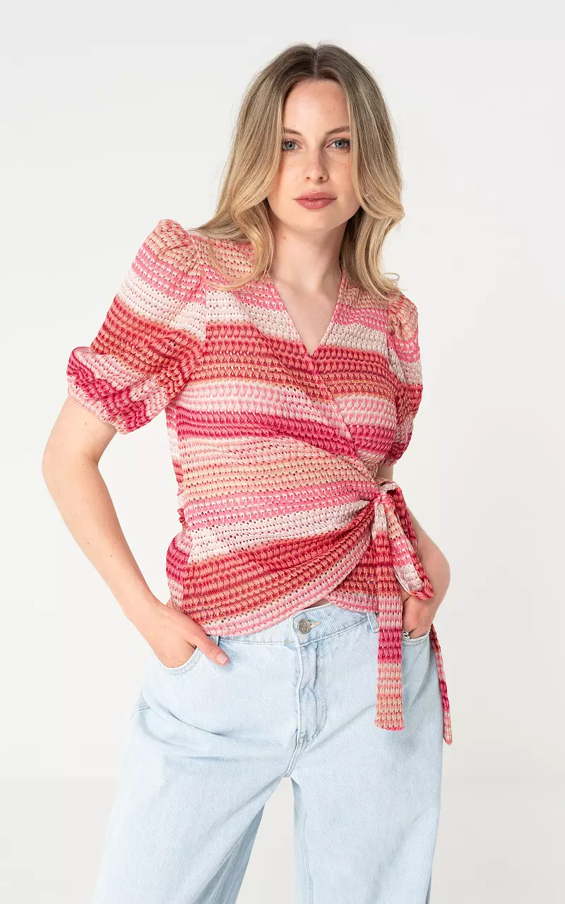 Wrap cardigan short sleeve Pink Light Pink